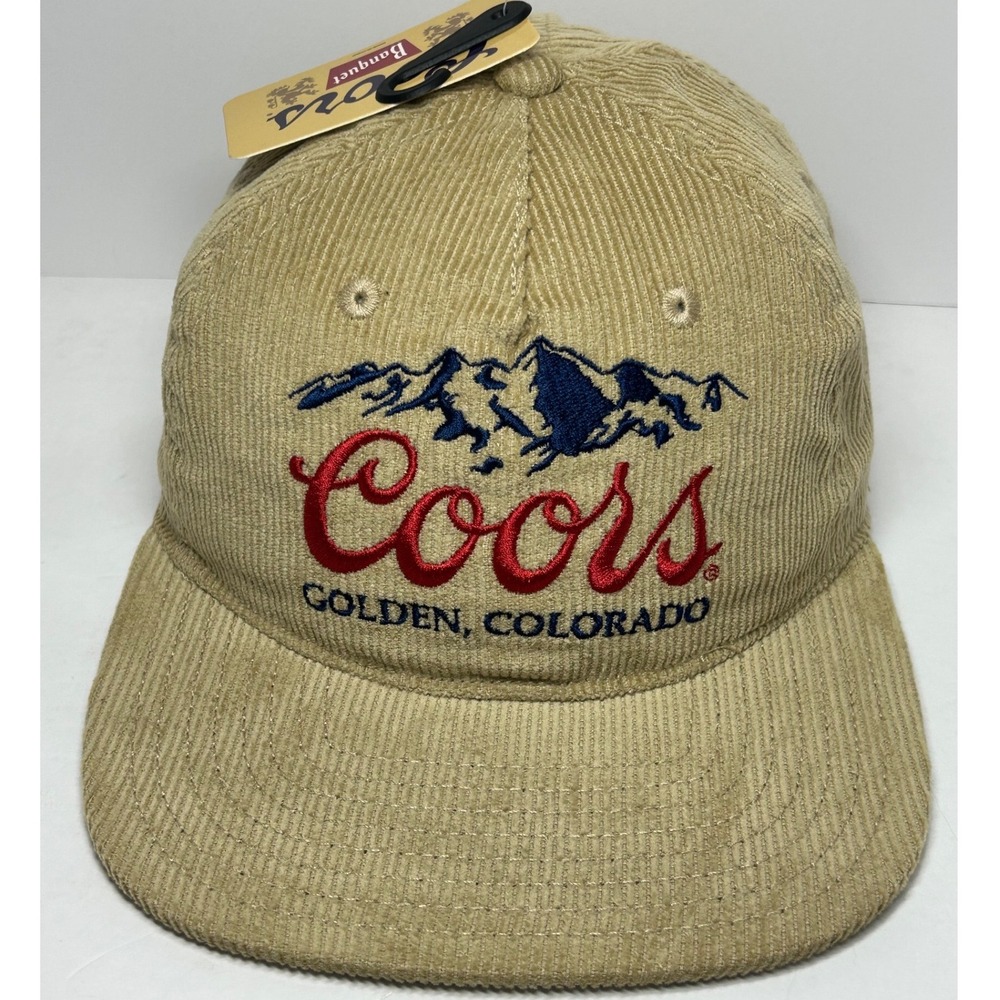Coors Banquet Corduroy Snapback Hat Tan Mountain Logo Golden Colorado Mad Engine